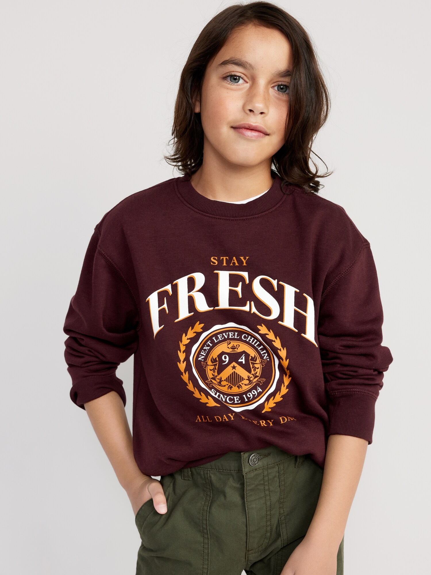 Long-Sleeve Crew-Neck Sweatshirt for Boys