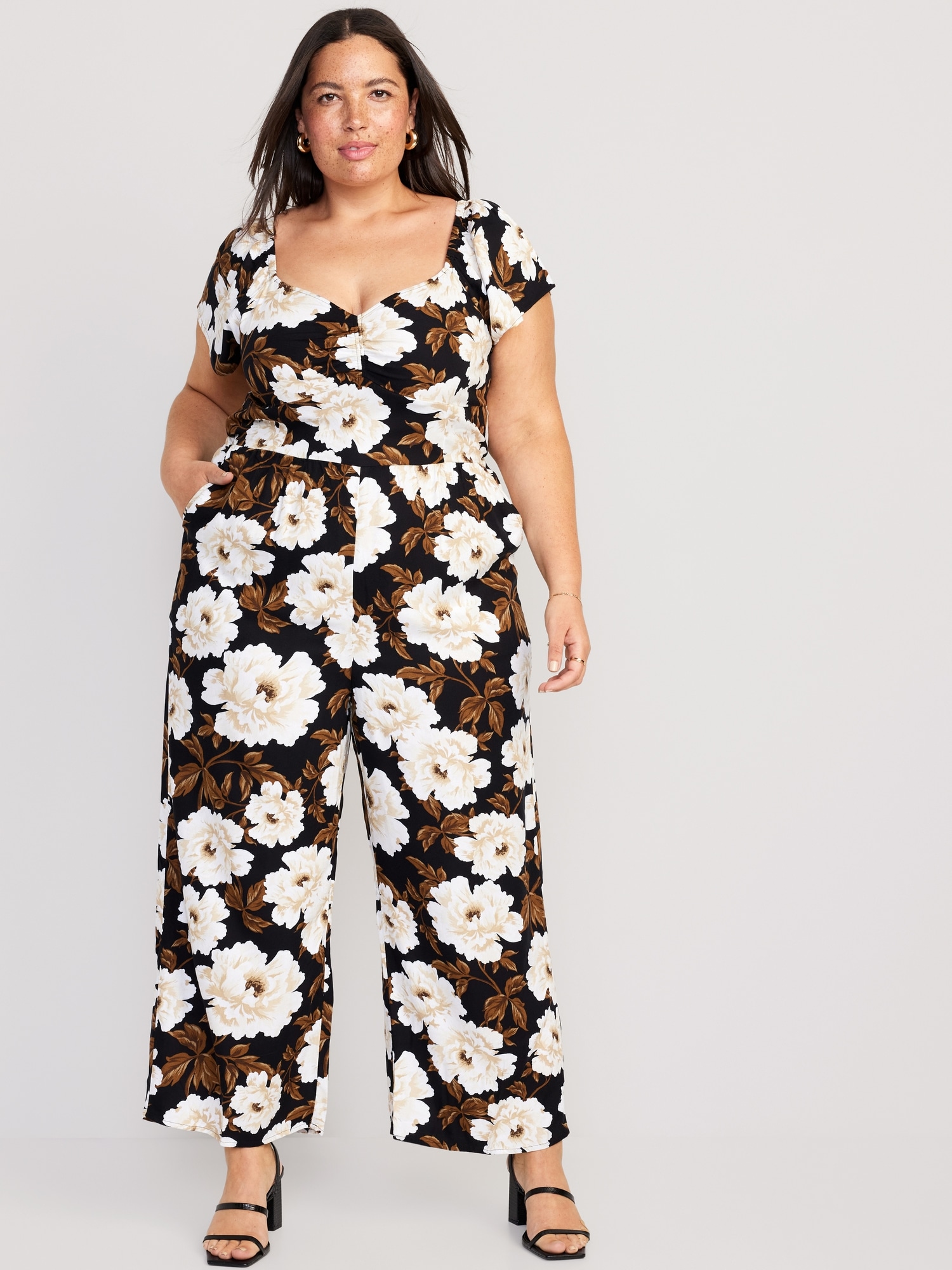 Fit & Flare Flutter-Sleeve Jumpsuit