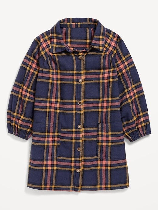 View large product image 1 of 1. Plaid Utility-Pocket Shirt Dress for Toddler Girls