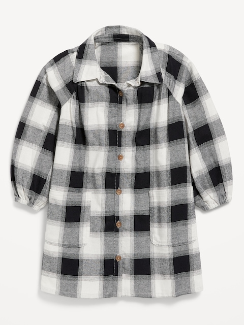 Plaid Utility-Pocket Shirt Dress for Toddler Girls