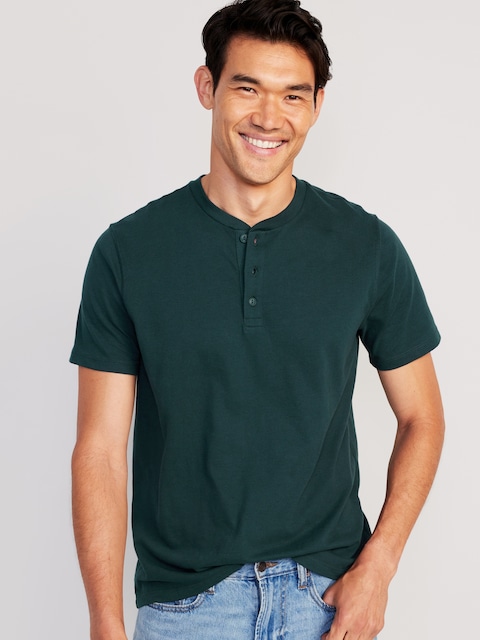 T-shirt henley ultra-doux à manches courtes pour Homme