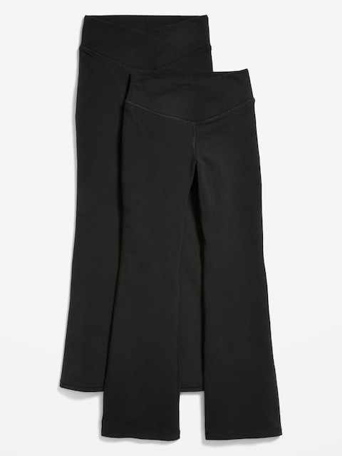 High-Waisted PowerChill Crossover Flared Leggings 2-Pack for Girls - Black