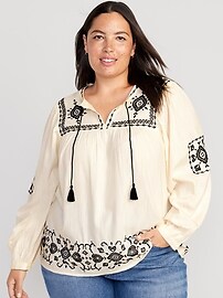 Embroidered Boho Swing Blouse