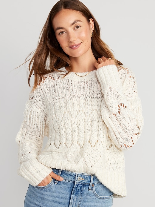 Fringe clearance pullover sweater