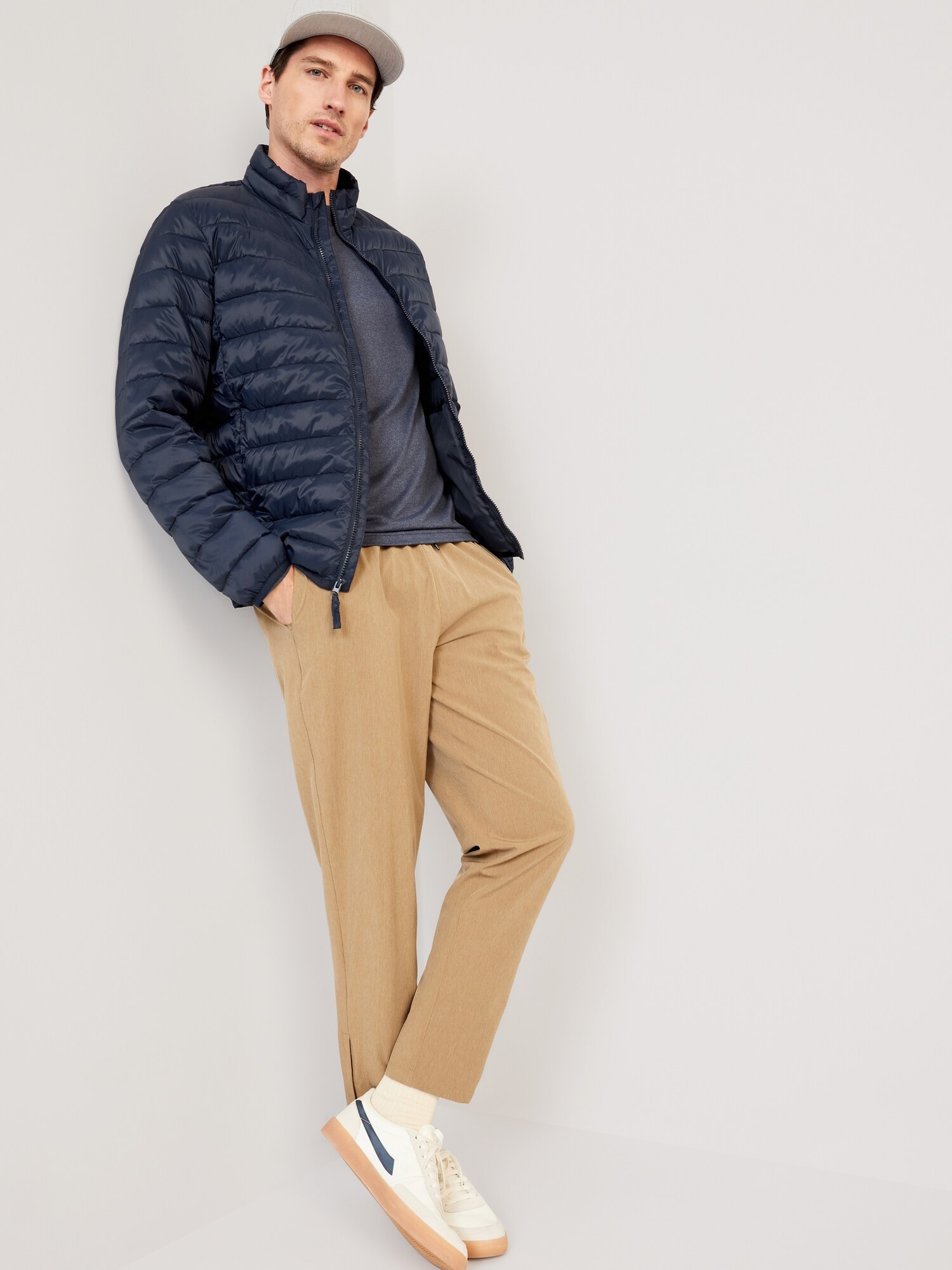 men's navy blue puffer jacket