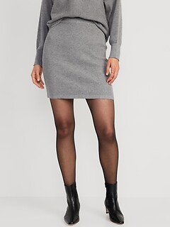 High-Waisted Rib-Knit Mini Skirt