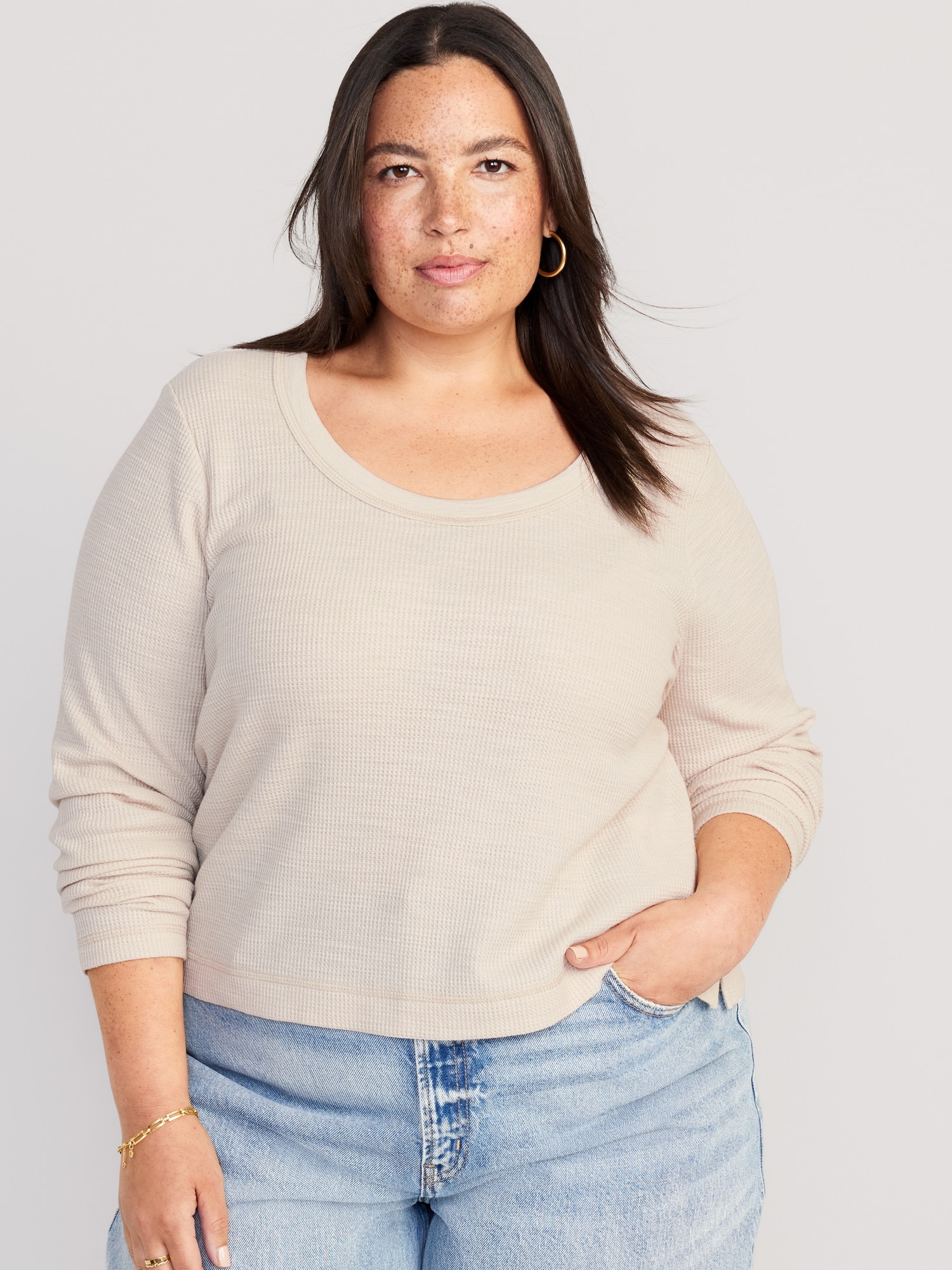 Cropped Waffle-Knit Scoop-Neck T-Shirt for Women, Old Navy