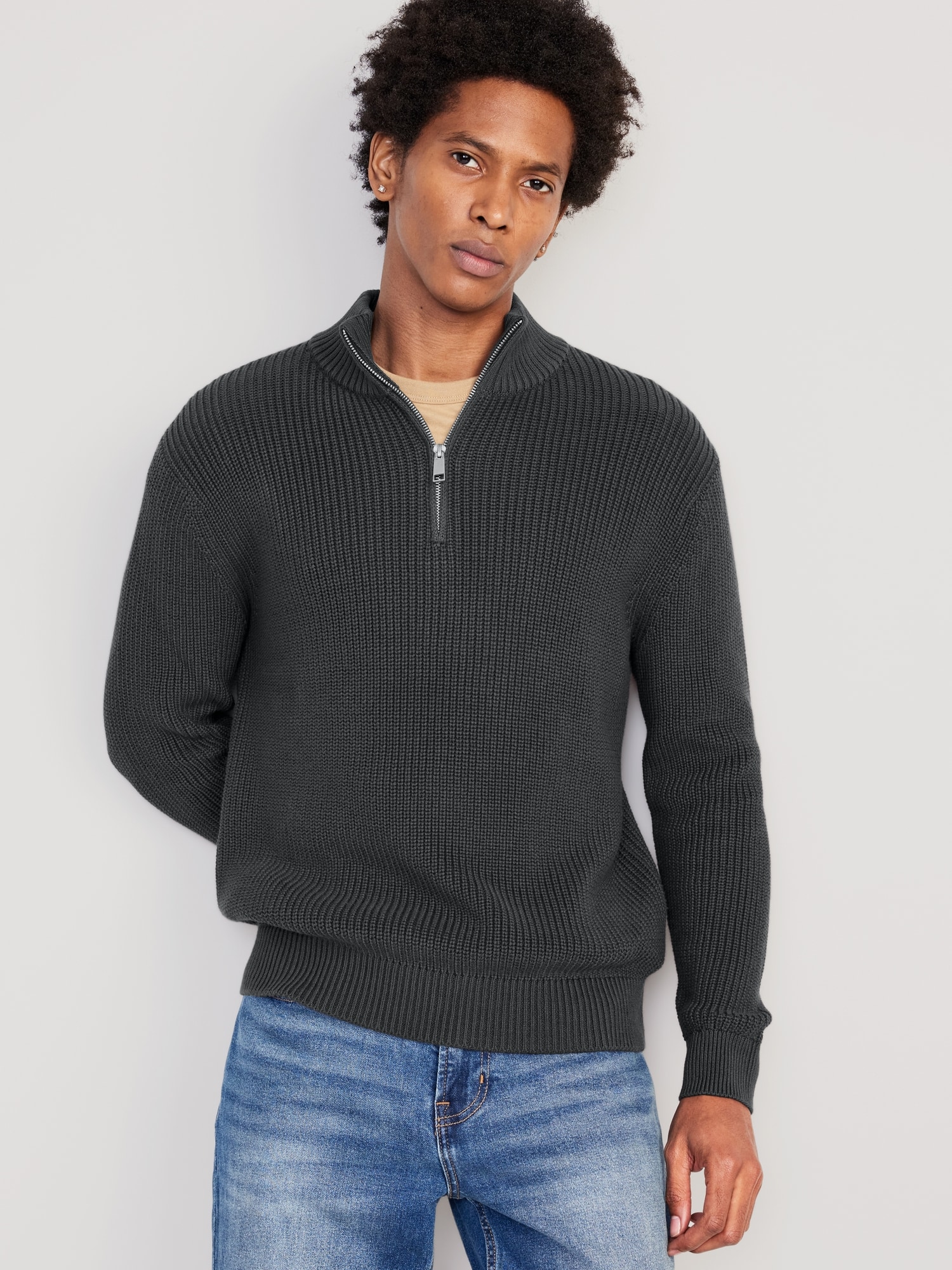 Rib-Knit 1/4-Zip Sweater for Men | Old Navy