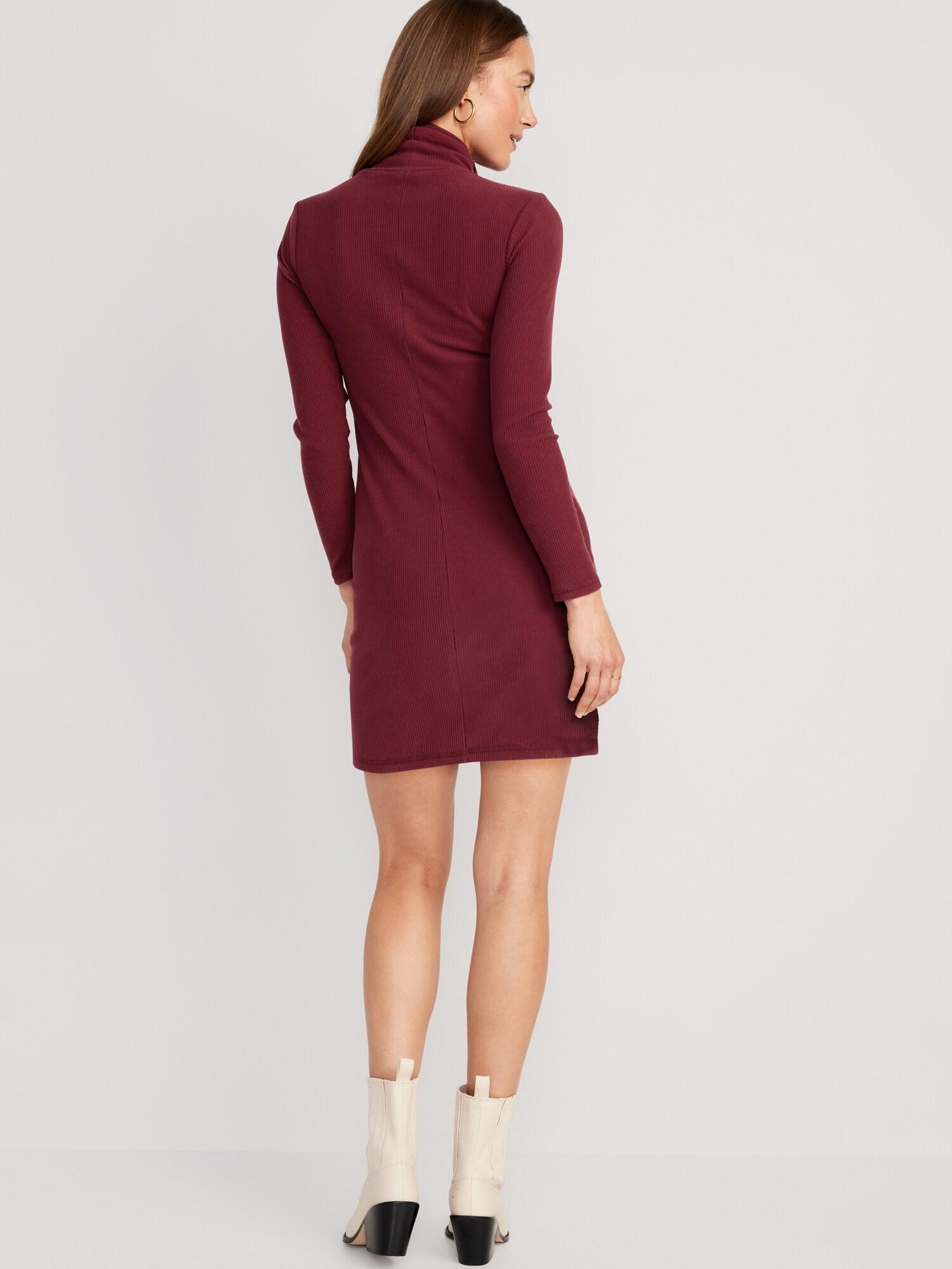 Robe Bureau Femme En Velours Côtelé – Col Montant, Manches Longues, Coupe Ajustée, Style Vintage