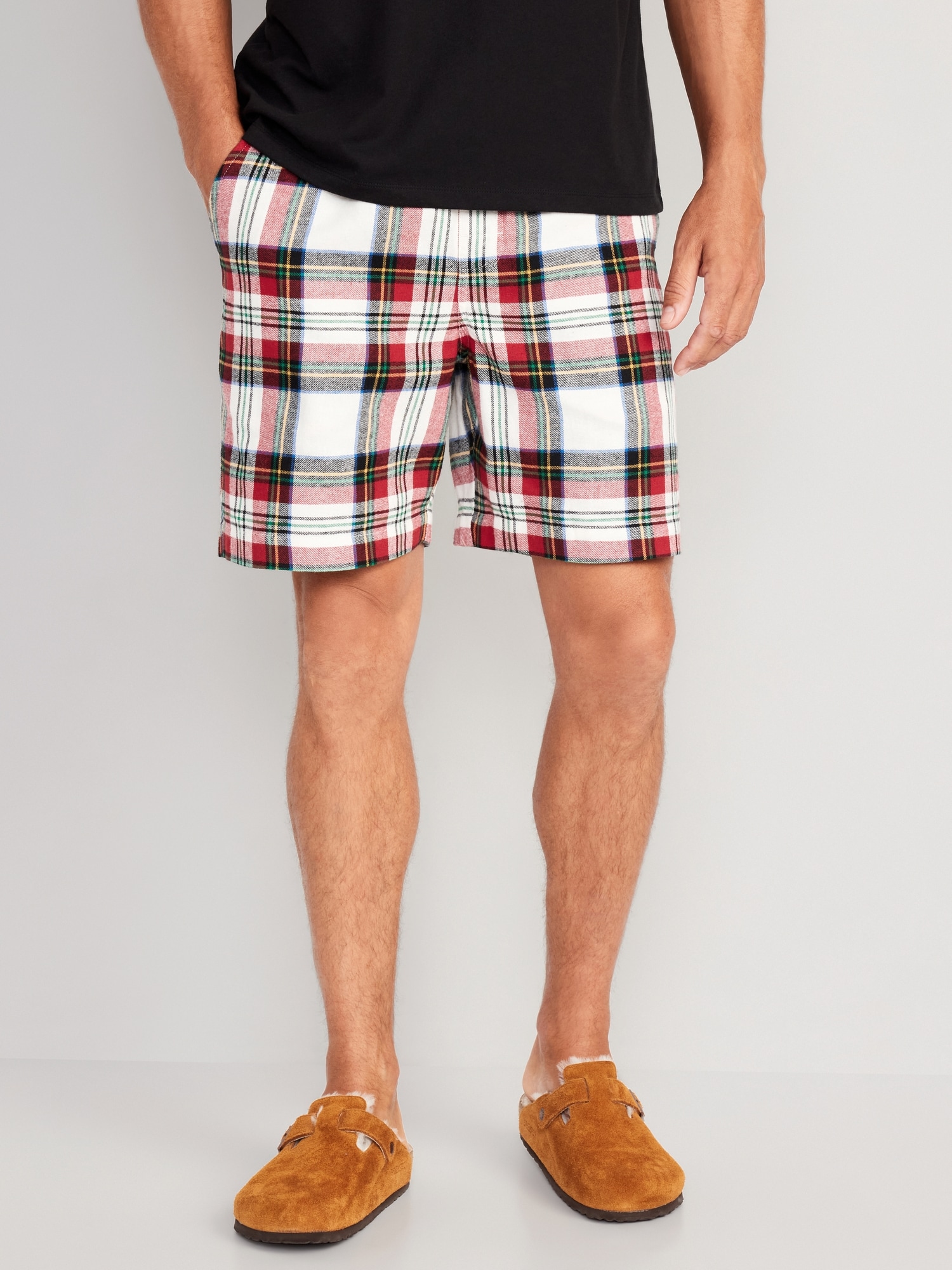 Mens flannel store sleep shorts