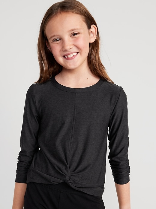 Voir une image plus grande du produit 1 de 4. T-shirt Go-Dry Doux nuage 94 à devant torsadé pour Fille