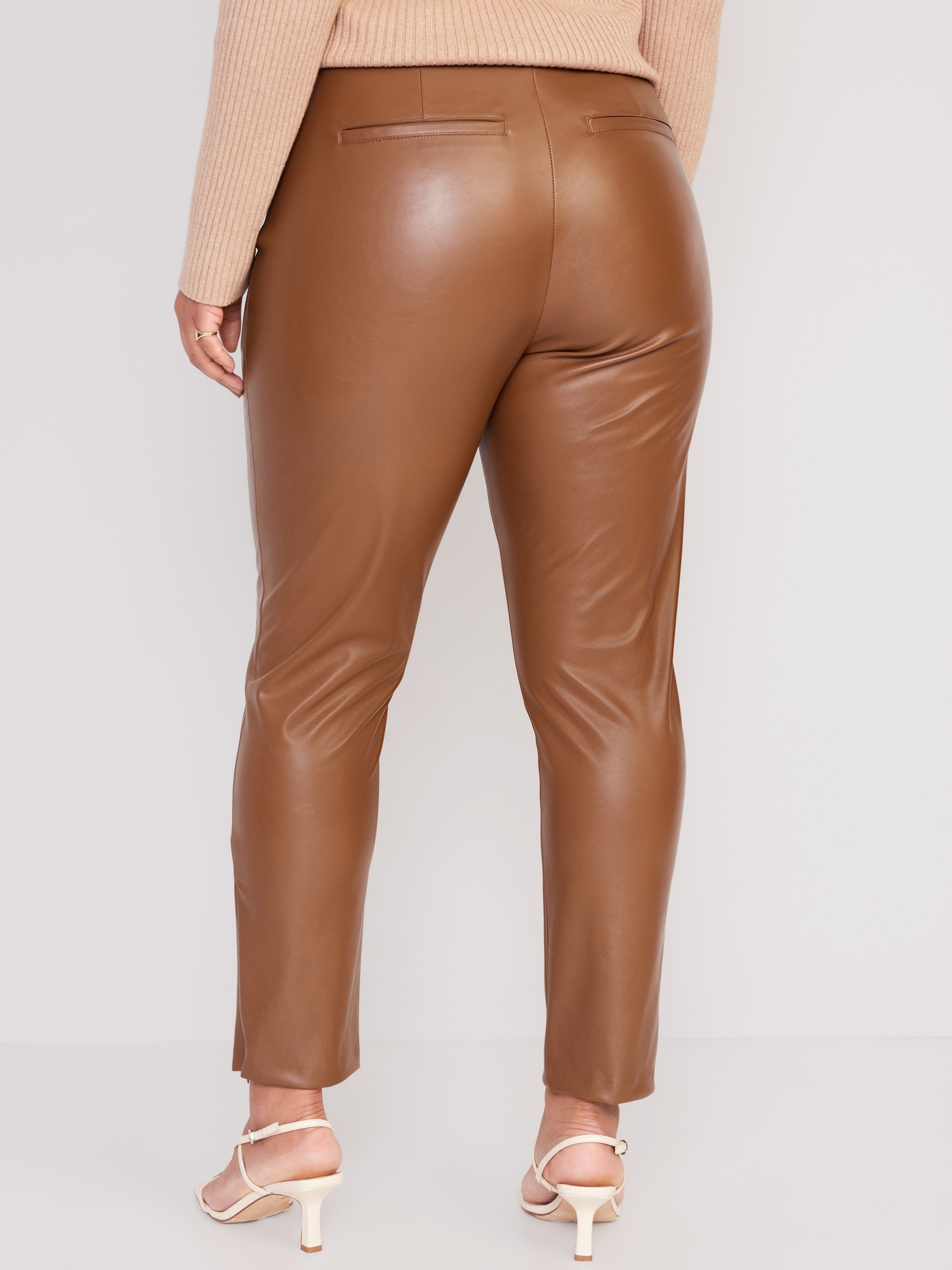 Lynch Straight Fit Leather Trousers Tan Brown