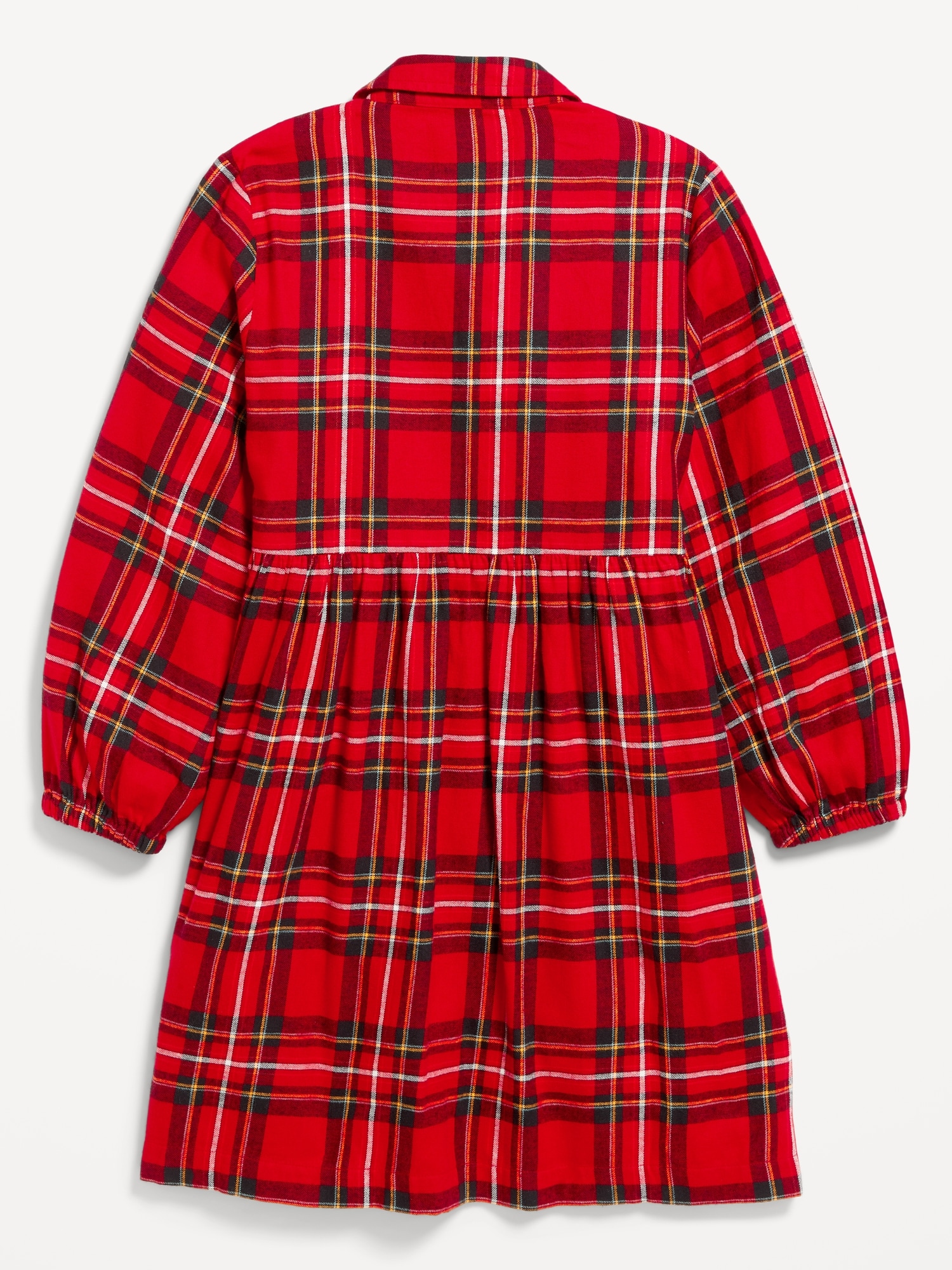 Matching Long-Sleeve Button-Front Plaid Dress for Girls