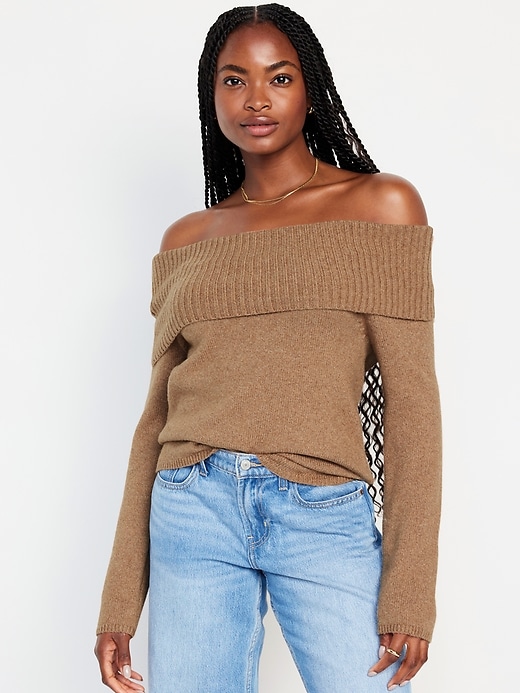 Shoulder showing sweater sale