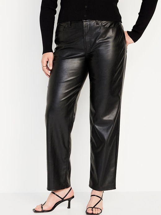 Image number 5 showing, High-Waisted OG Loose Faux-Leather Pants