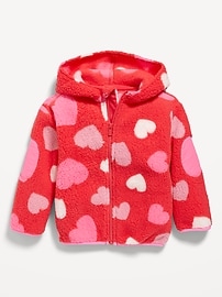 Unisex Printed Sherpa Zip-Front Hooded Jacket for Toddler