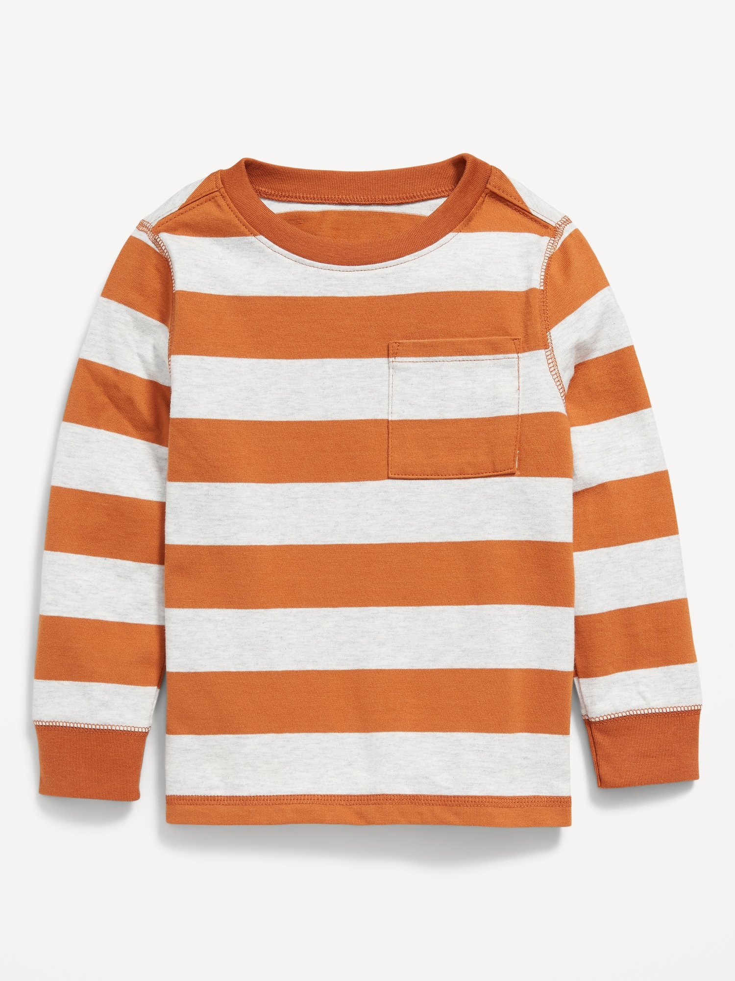 Unisex LongSleeve Heavyweight Striped Pocket TShirt for Toddler Old