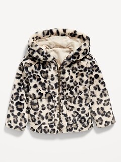 Faux-Fur Hooded Zip Jacket for Toddler Girls