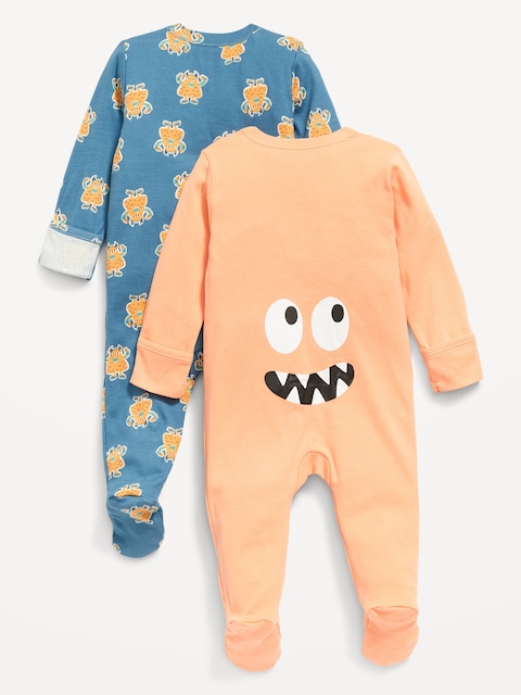 Sleep & Play 2-Way-Zip Footed One-Piece 2-Pack for Baby - Monster