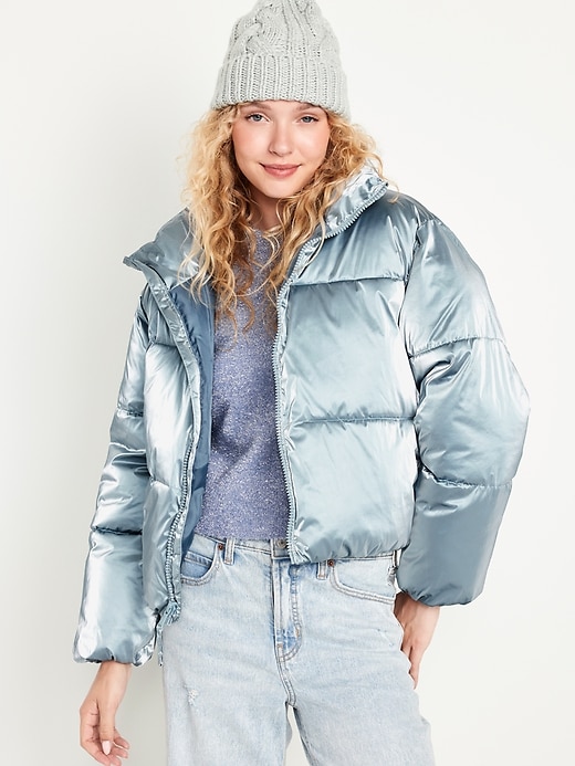 Image number 1 showing, Water-Resistant Shiny Puffer Jacket