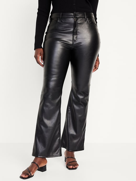 High-rise faux leather pants, P11752