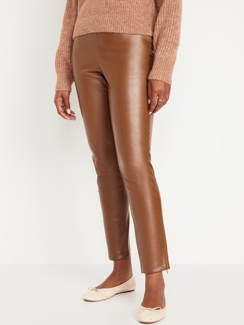 Extra High-Waisted Faux-Leather Pants