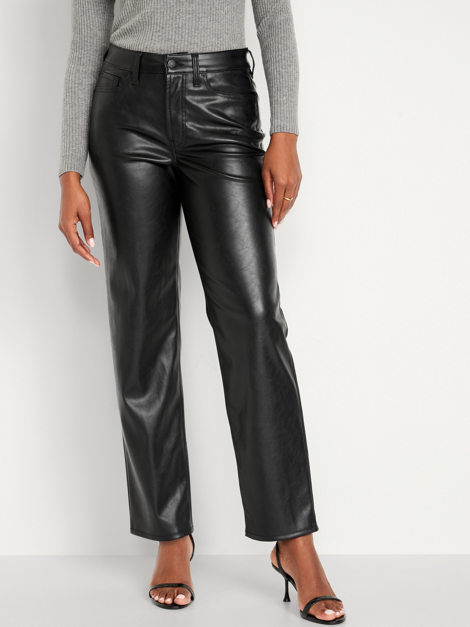 High-Waisted OG Loose Faux-Leather Pants for Women