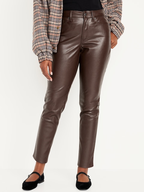 High-Waisted OG Straight Faux-Leather Ankle Pants