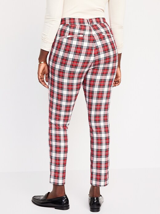 Old Navy Pixie Pants Plaid High Rise Stretch Red White Women Size 6