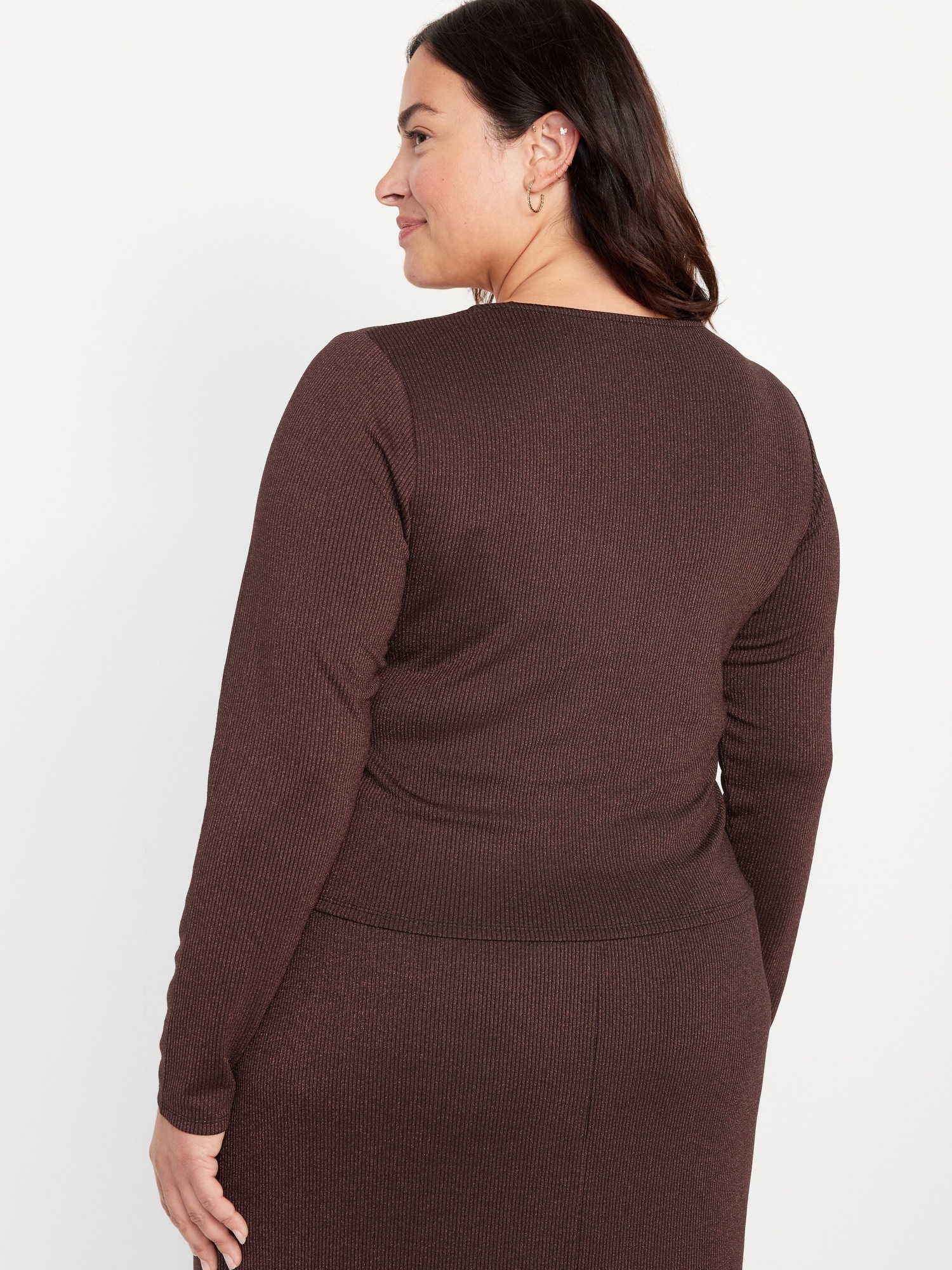 Fitted Rib-Knit Shine Top | Old Navy