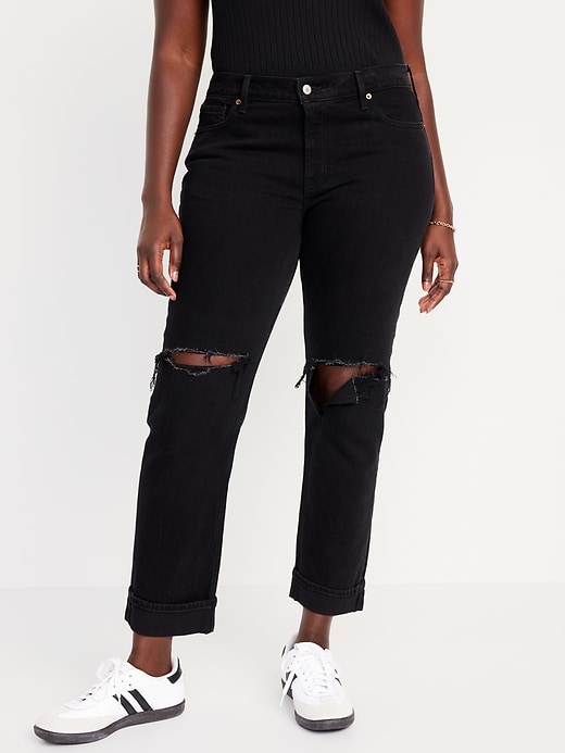 Image number 5 showing, Mid-Rise Boyfriend Straight Jeans