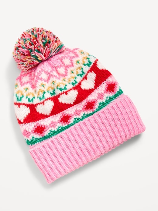 View large product image 1 of 1. Sweater-Knit Pom-Pom Beanie for Girls