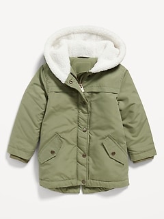 Hooded Sherpa-Lined Water-Resistant Parka Jacket for Toddler Girls
