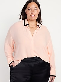 Loose Crepe Button-Down Shirt