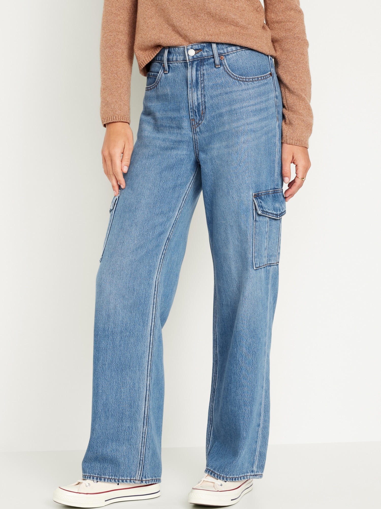 Extra High-Waisted Wide-Leg Cargo Jeans for Women