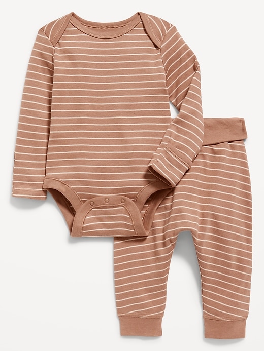 View large product image 1 of 2. Unisex Striped Organic-Cotton Bodysuit & Pants Set for Baby