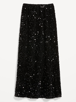 Sequin A-Line Maxi Skirt