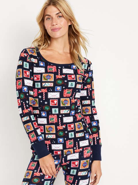 Waffle-Knit Pajama Top