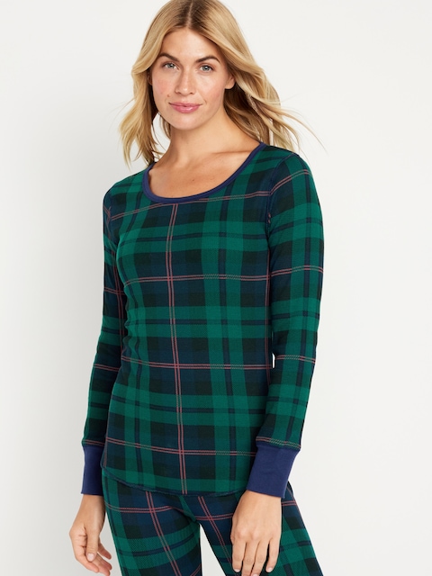 Waffle-Knit Pajama Top