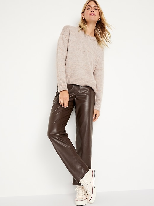 High-Waisted OG Loose Faux-Leather Pants for Women