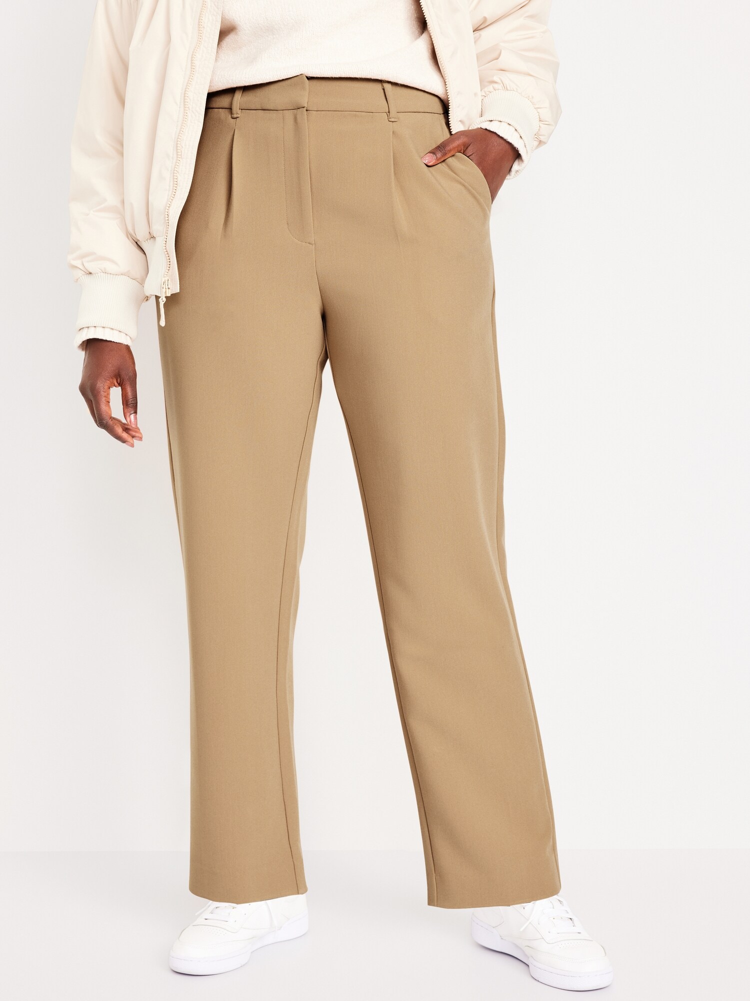 Extra High-Waisted Pleated Taylor Trouser Straight Pants for Women