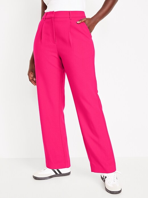 Extra High-Waisted Pleated Taylor Trouser Straight Pants for Women