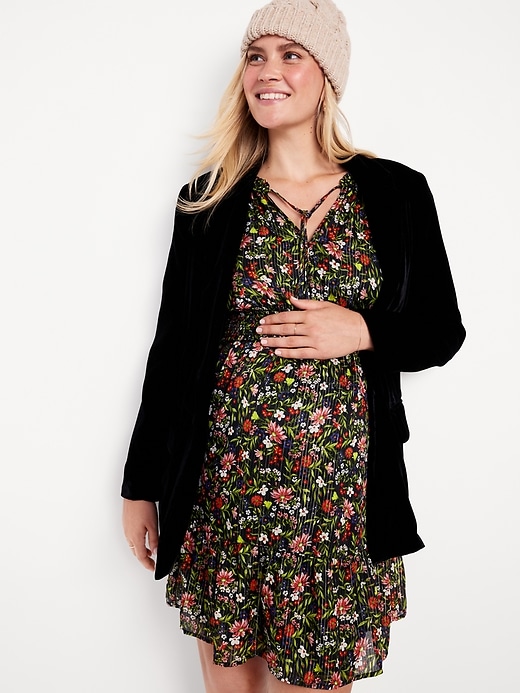 Image number 3 showing, Maternity Waist-Defined Smocked Dress