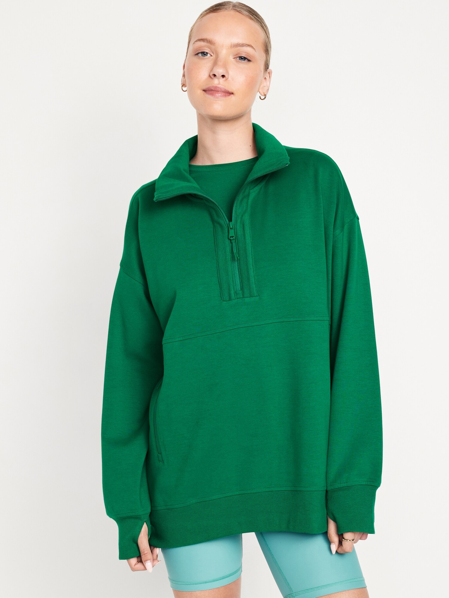 Women's Teddy Fleece Half-Zip Sweatshirt – Warm, Fuzzy Stand Collar Pullover With Pockets For Winter