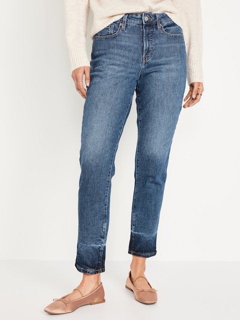 High-Waisted OG Straight Cotton-Hemp Blend Ankle Jeans