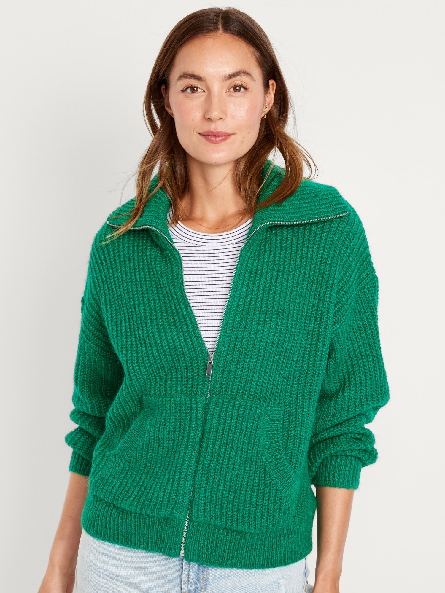 Zip front sale sweater womens