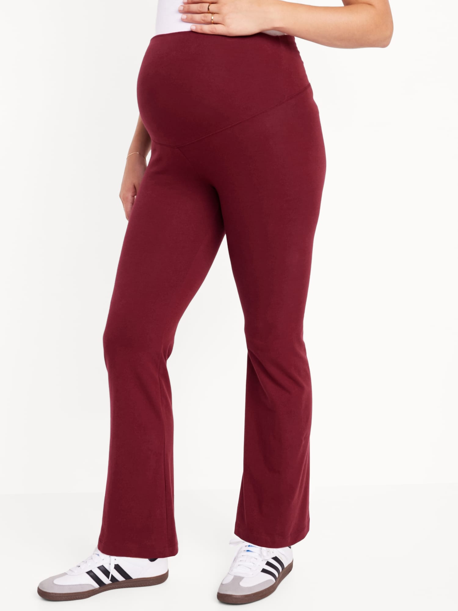 Old Navy - Maternity Solid Maroon Burgundy Leggings Size L