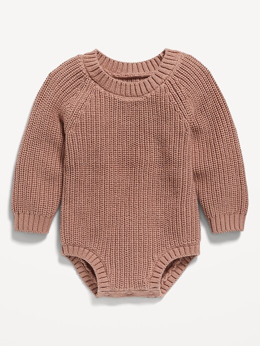 View large product image 1 of 1. Sweater-Knit Organic-Cotton Bodysuit for Baby
