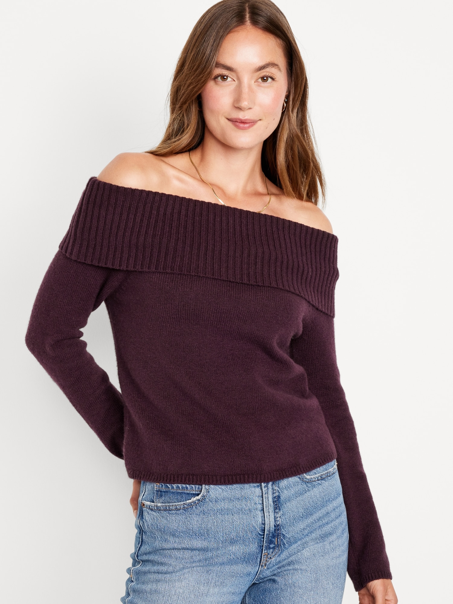 Mauve off outlet the shoulder sweater