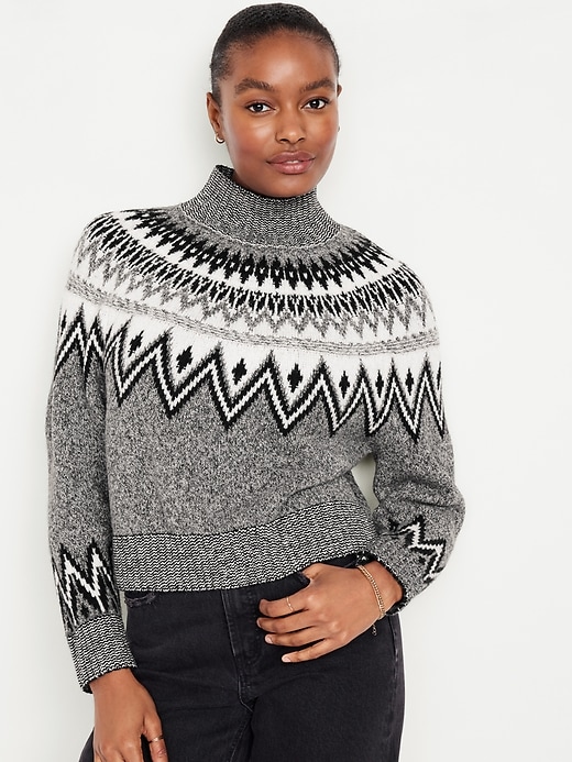 Mock Neck Fair Isle Cropped Sweater Old Navy